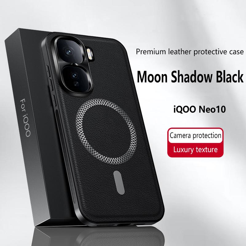 For Vivo iQOO NEO 10 Case Magnetic Elegant Leather Wear-Resistant Lens Fully Covered Non-Slip Grip Edge Cover Shell