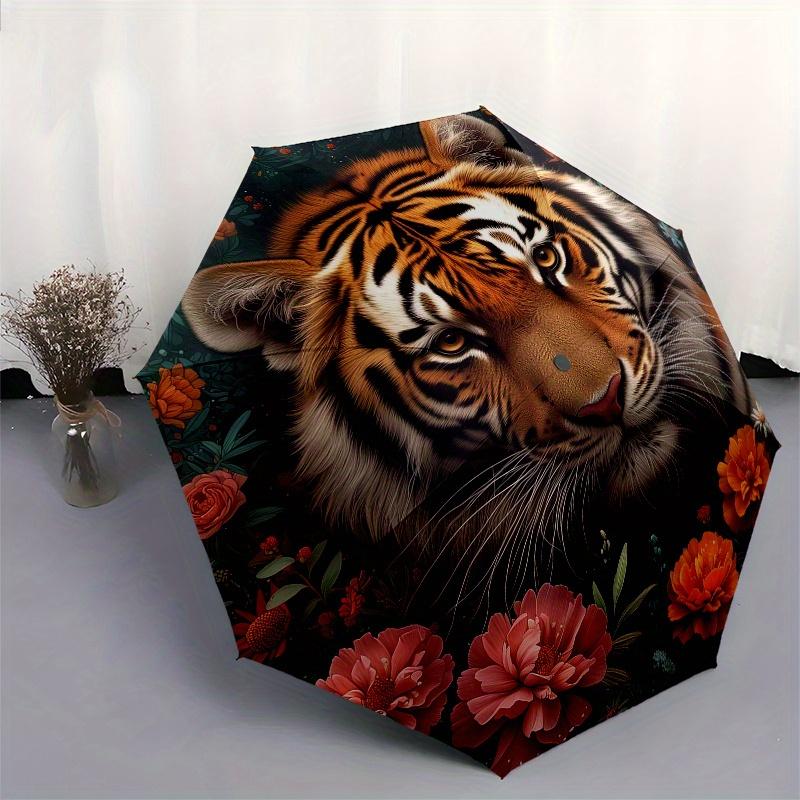 Floral Tiger Wall Art: Vibrant Nature Decor for Your SpaceUmbrella, Portable 3-Fold Compact Umbrella for Men & Women Gift