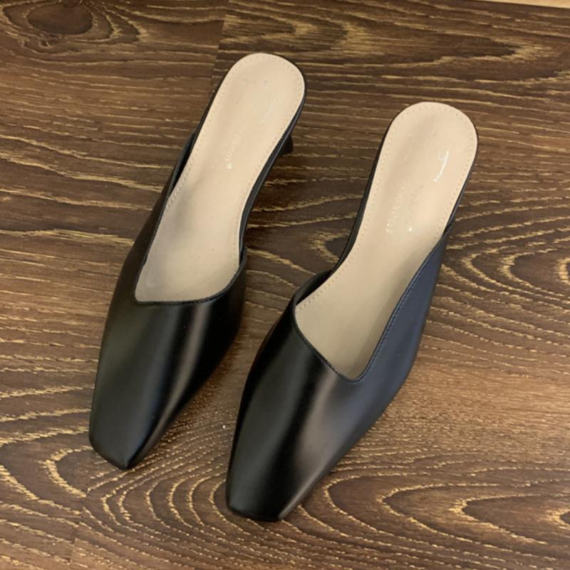 Elegant Square Heel Designer Slippers Women Comfortable Square Toe Slide Sandals Fashion Party Backless Dress Shoes for Ladies