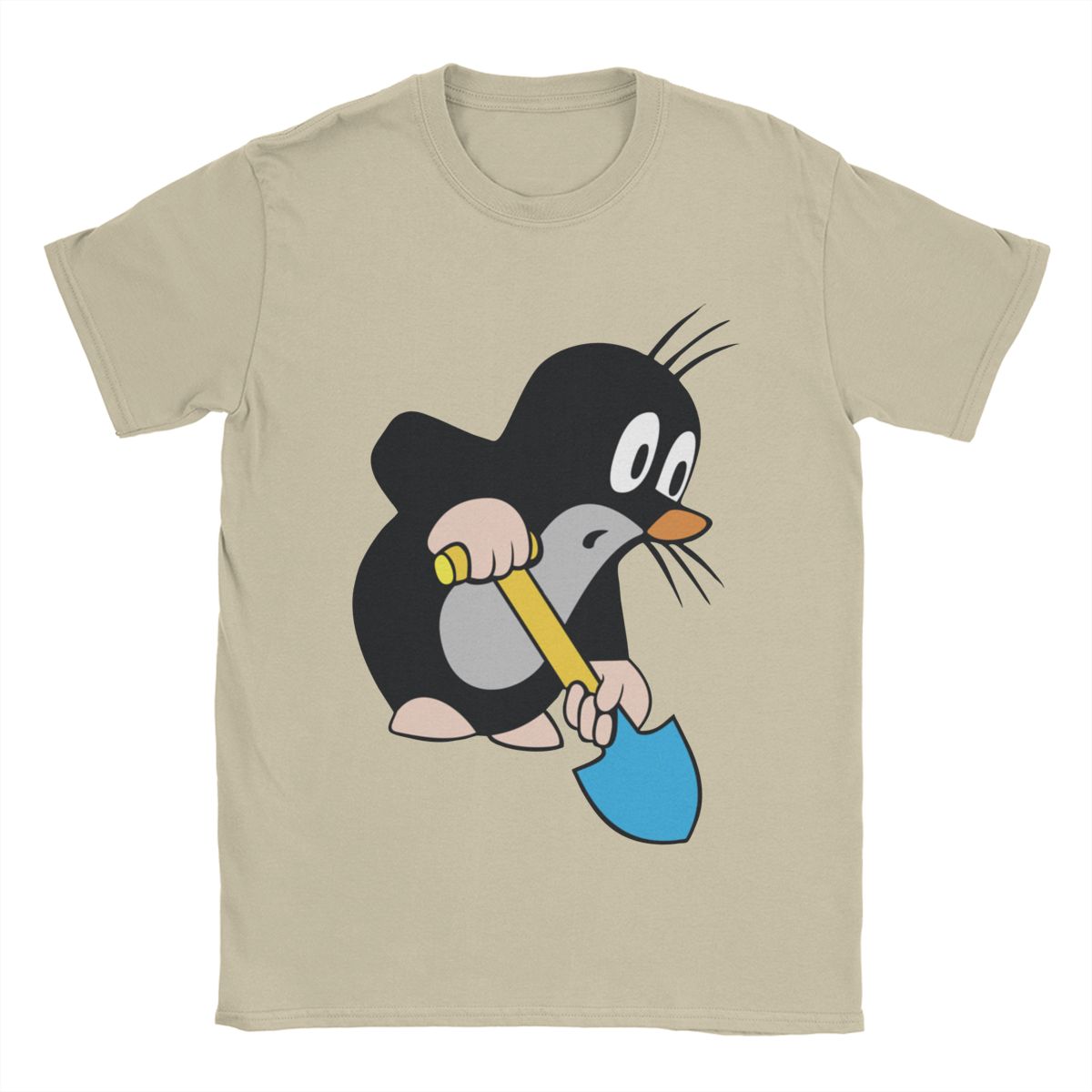 

Mole Digging T Shirt for Men Cotton Vintage T-Shirts Krtek Little Maulwurf Cute Cartoon Tees Short Sleeve Clothes Graphic S