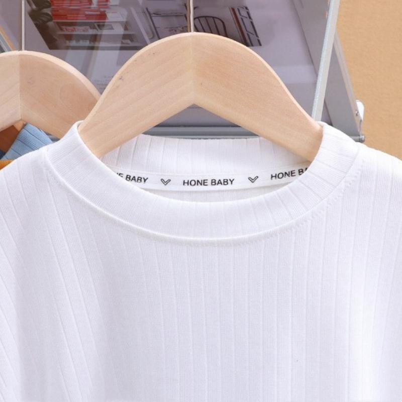 Summer Children's Short Sleeved T-shirt New Fashion Kids Solid Color T-shirt Top Cotton Trendy Student Tee