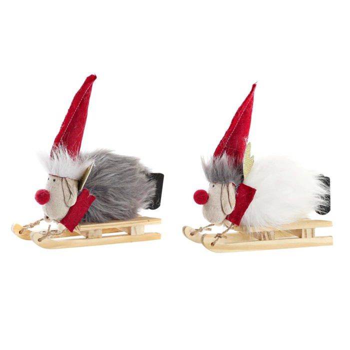 Ornement de Noël - DKD Home Decor - Blanc, rouge et gris - Polyester - 15x5,5x16,5 cm - Décoration saisonnière