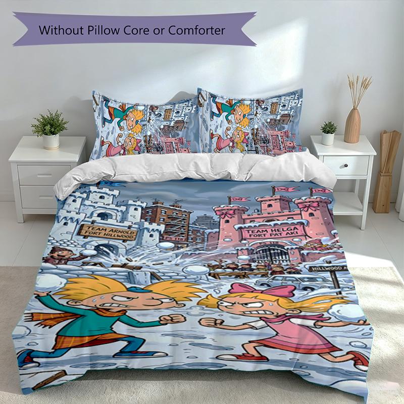 3pcs Hey Arnold Duvet Cover Set, Includes 1 Duvet Cover and 2 Pillowcases,Skin-Friendly&Comfortable Fabric,Suitable Bedding Sets