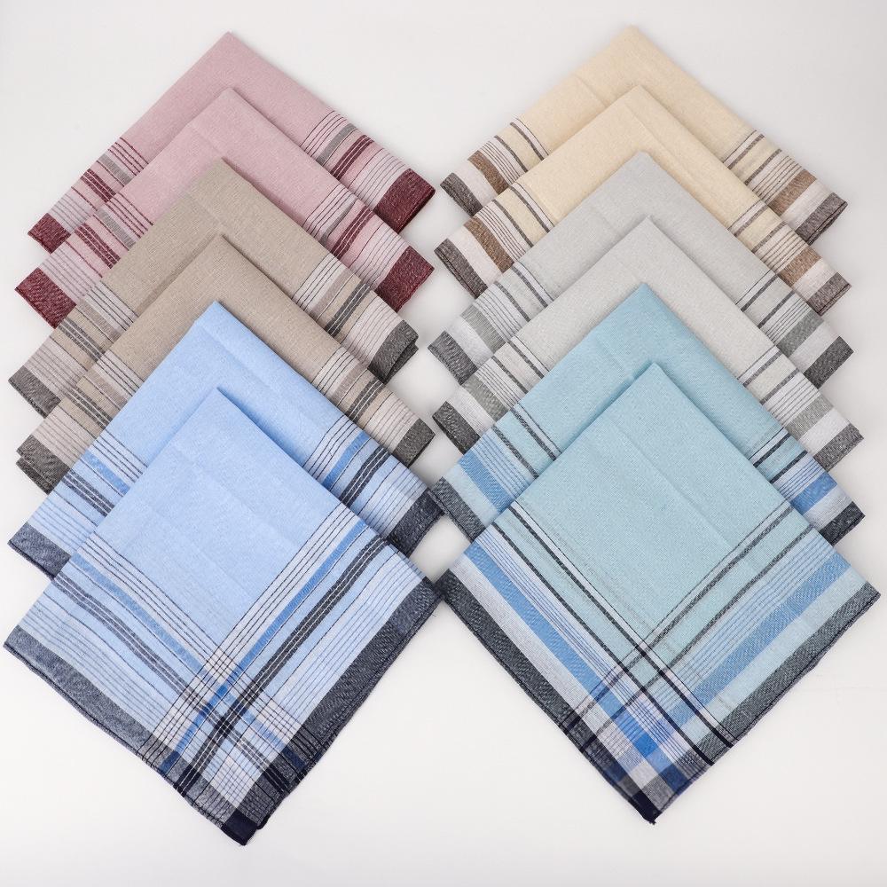 Men's Classic Plaid Pure Cotton Handkerchief for Elders - Old Shanghai Style