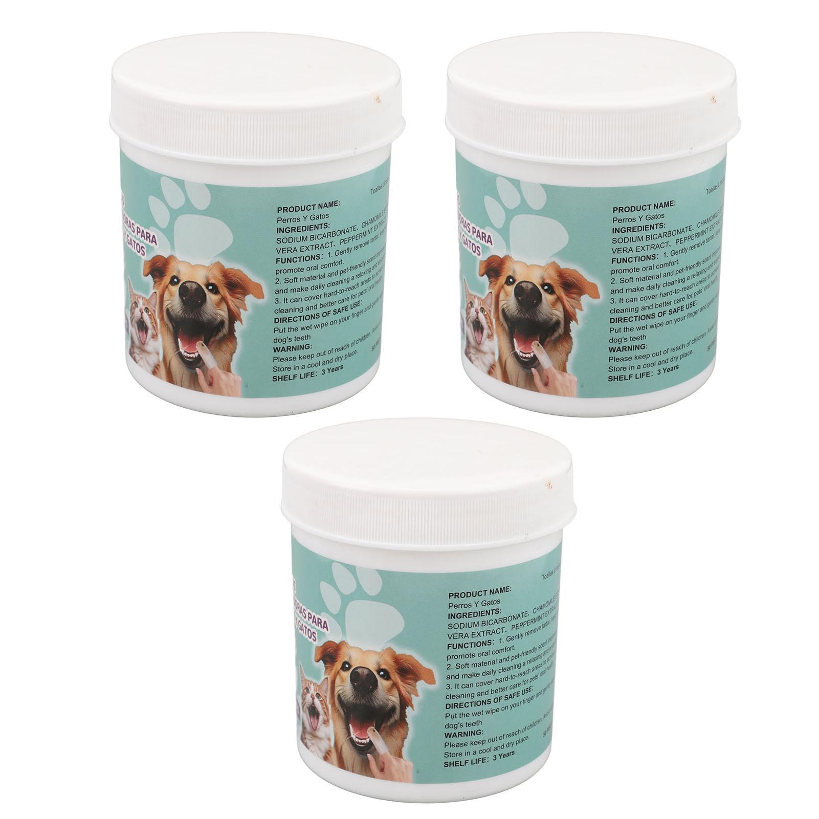 

3 бутылки по 50 шт. Салфетки для чистки зубов собаки, Кошки, Пальчиковые салфетки для чистки зубов, Удаление зубного камня, Гигиена полости рта питомца