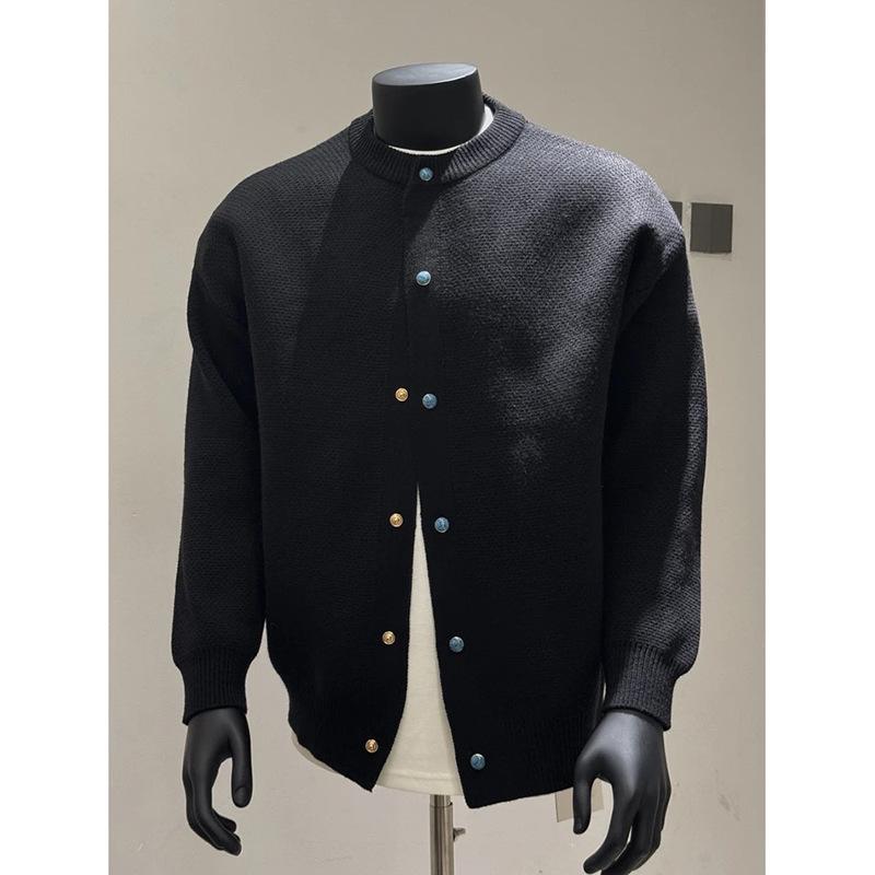 Мужской кардиган на пуговицах Черно-бирюзовый - Осенний вязаный свитер в корейском стиле XXL чёрный