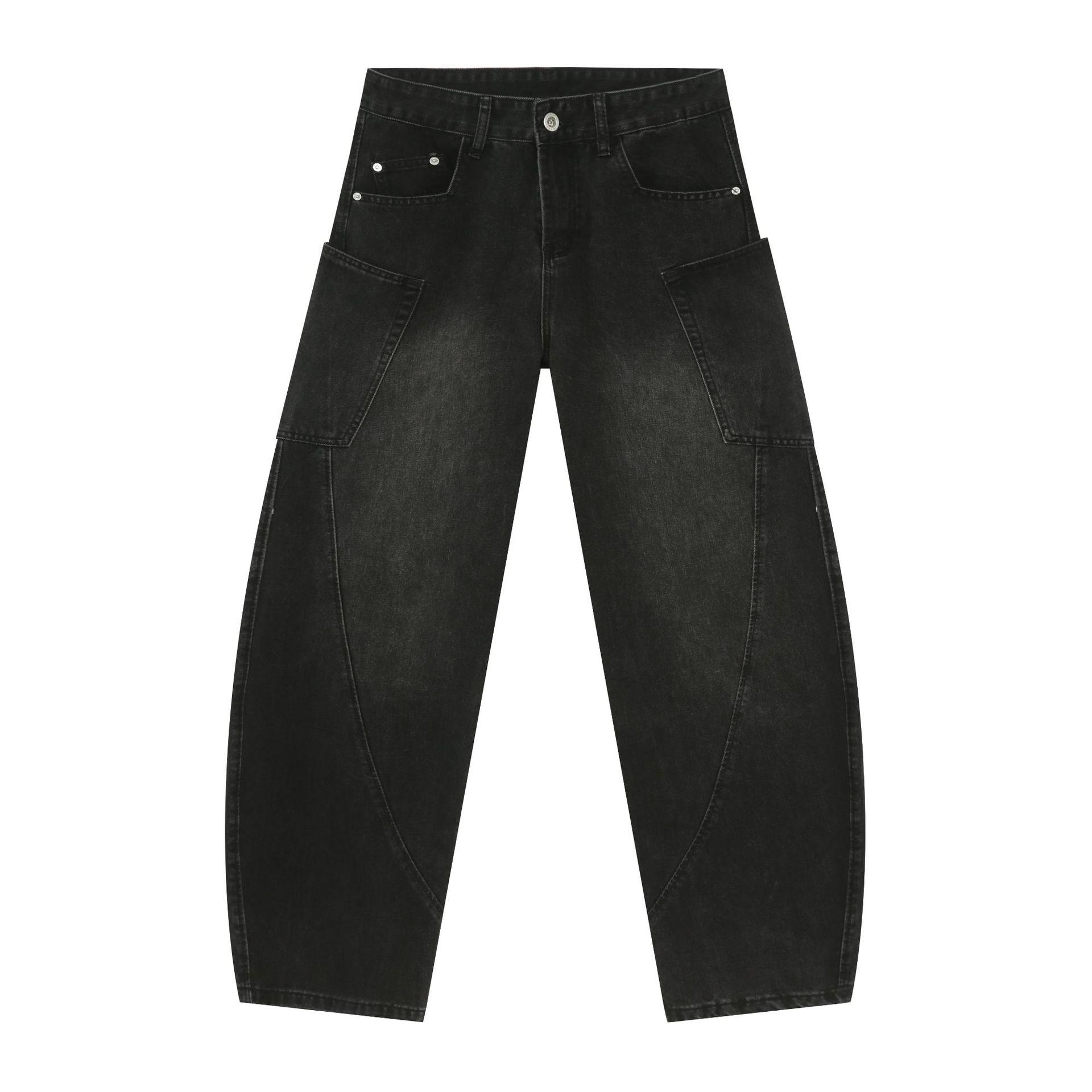 

Винтажные джинсы Machete Gallery-shaped, мужские свободные брюки с широкими штанинами, прямые свободные джинсы для мужчин, модные и удобные брюки XL черный серый