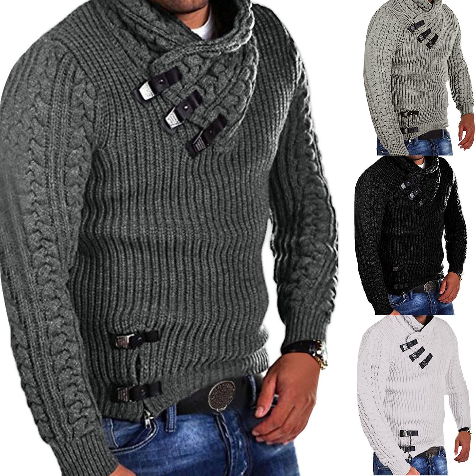

Men s Winter Leisure High Neck Long Sleeve Solid Sweater L