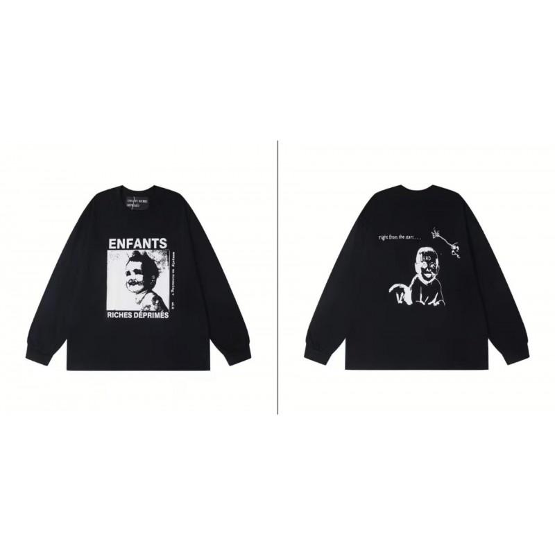 Washed Vintage Distressed Cotton Long Sleeve Tee Oversized Streetwear Style Men Casual Daily Wear