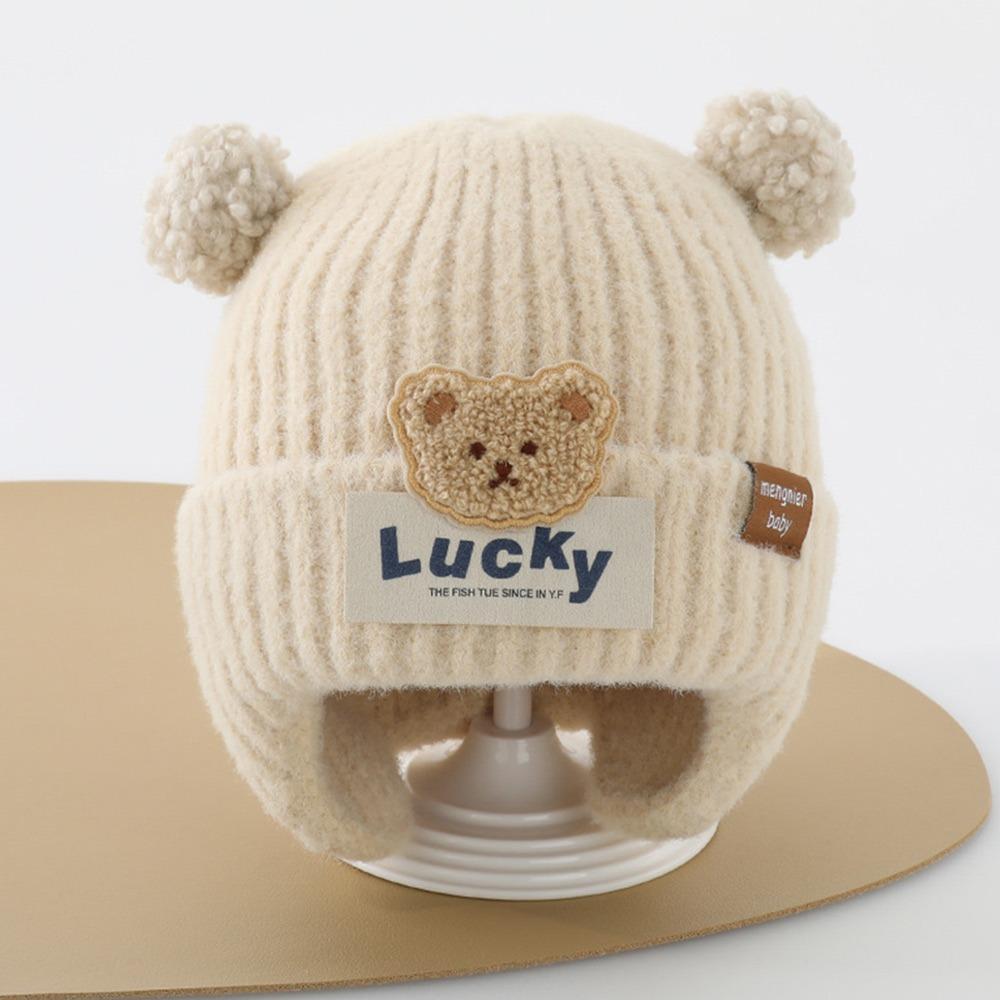6-24Months Soft Baby Knitted Hat Plush Ball Children Warm Cap Windproof Winter Hat  Boys Girls