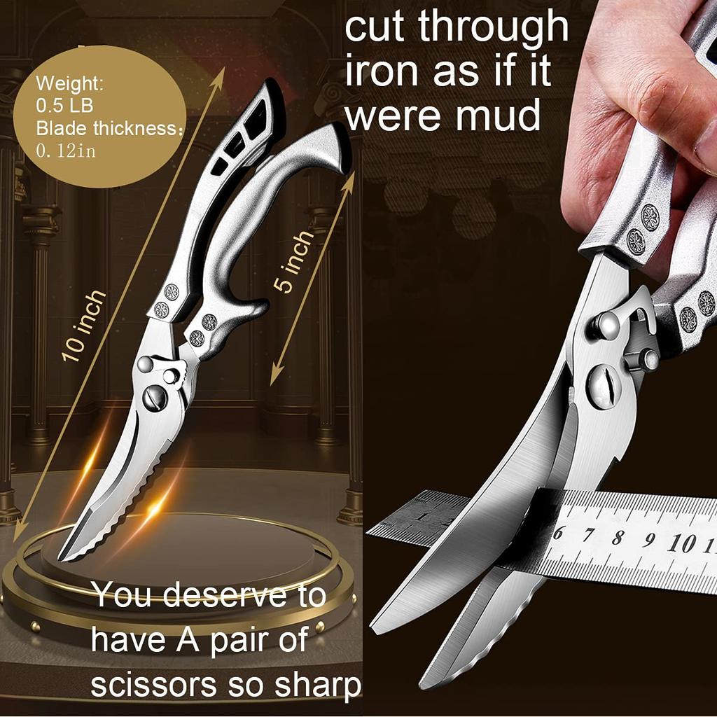Stainless Steel Kitchen Scissor, Poultry & Fish Cutter Cleaver Knife for Cooking Ultra-Sharp Bone Scissor Meat Fruit Boning Duck Fish Scissor