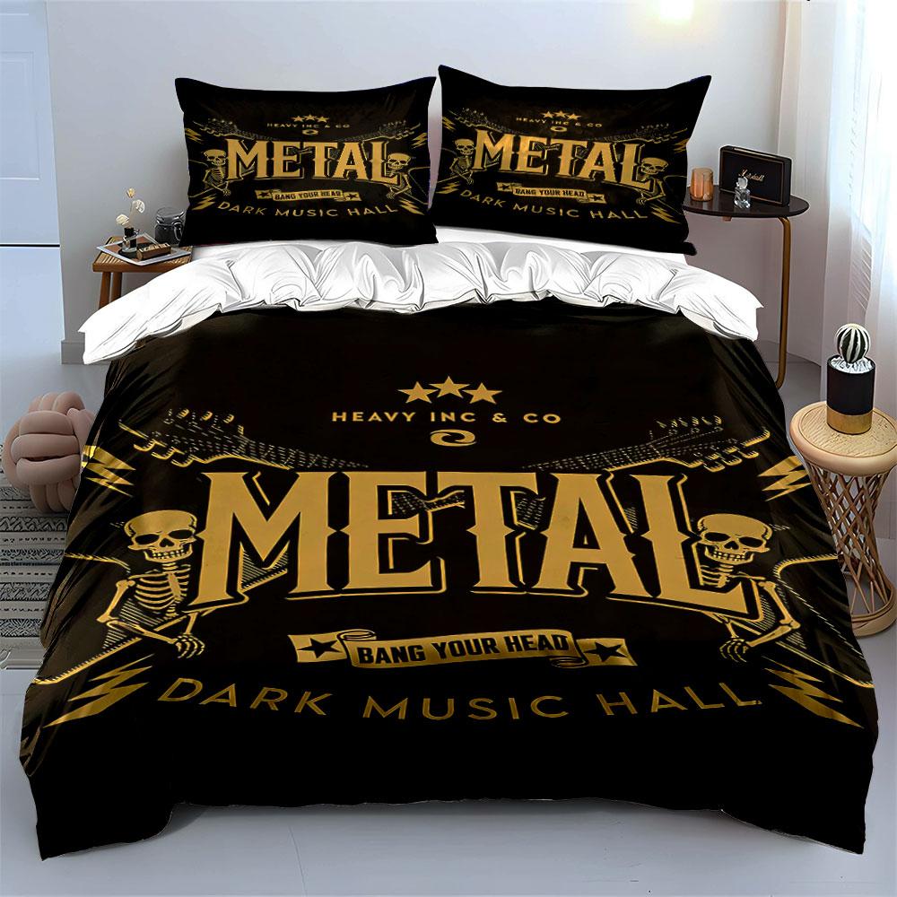 Skulls, skeletons, guitars, text. Bedding sets Duvet cover sets Duvet covers Pillowcases(1* Duvet Cover 2* Pillowcases without duvet insert)