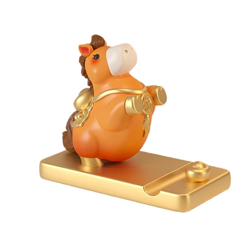 Fortune Bringing Horse Theme Mobile Holder Artistic Rosin Crafted Cellphone Stand Phone Support Stand for Office Decor