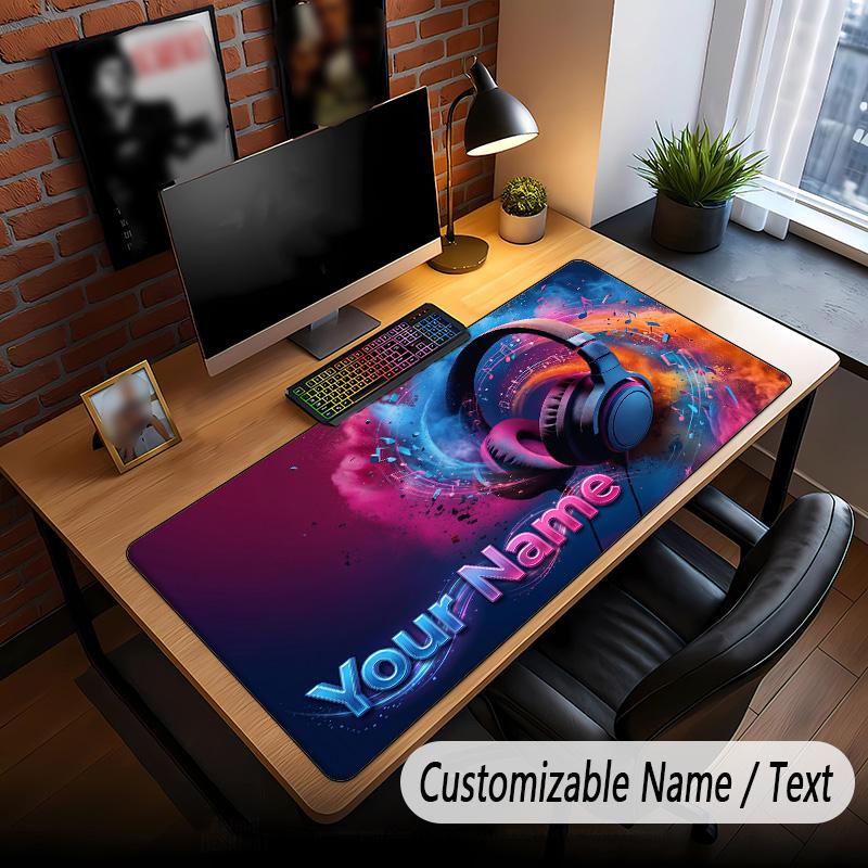 Music DJ Theme Custom Mouse Pad Personalized With Name Text Customized Desk Mat For Office Home Decor