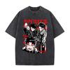 Kagurabachi Anime Gewaschenes Grafik-T-Shirt Unisex Übergroß Kurzarm Rokuhira Chihiro Samurai-Print Lässiges Rundhals-T-Shirt