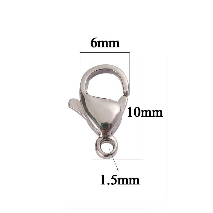 20pcs 9/10/12/15mm Stainless Steel Lobster Clasps Jewelry Finding DIY Clasp Hooks Necklace & Bracelet Chain Jewelry Components