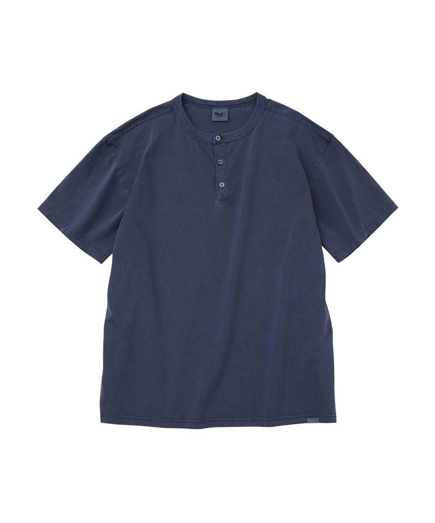 WMC [Crop] Garment Dyed Henley Neck T-Shirt_Navy