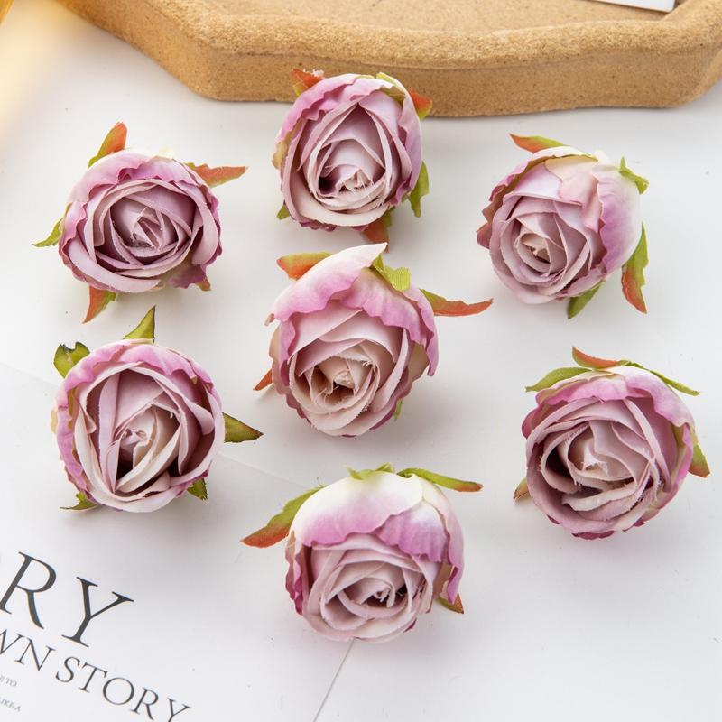 10/20pcs Artificial Flowers Scrapbook Home Room Decor Silk Diy Gifts Candy Box Cake Wedding Outdoor Fake Roses Christmas Wreaths