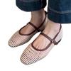 Super Soft Sheepskin~ French Cool Single Shoes Women's Flat-bottomed Summer Woven Retro Shallow Mouth Ballet Shoes Breathable Mary Jane Shoes