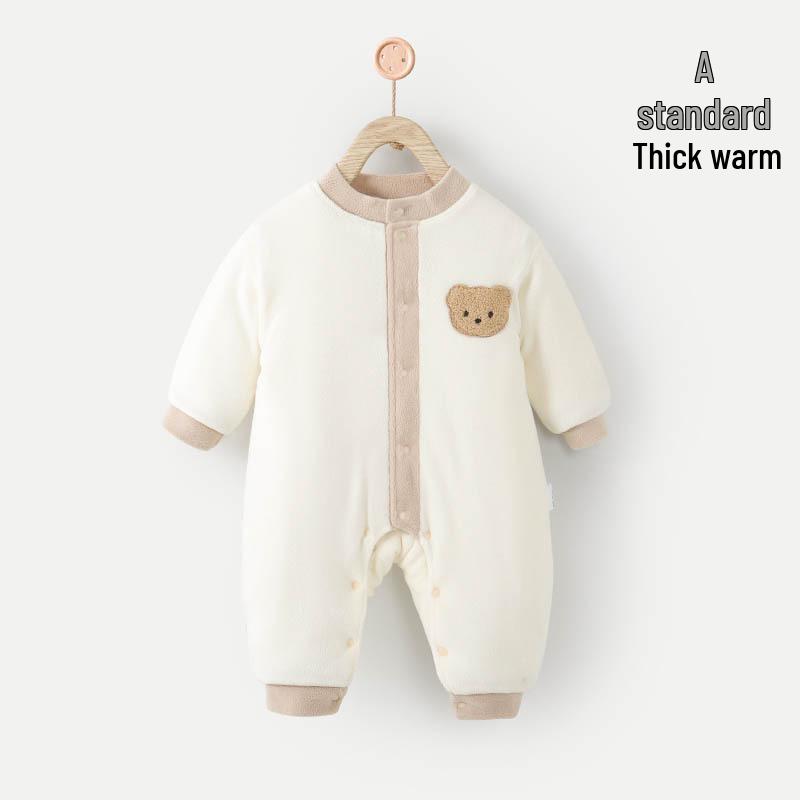 Jingqi Fleece-Lined Cotton Baby Jumpsuit for Autumn/Winter