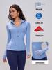 Women's Nude Feel Slim-Fit Yoga Top: Long Sleeve Stand Collar Fitness Jacket