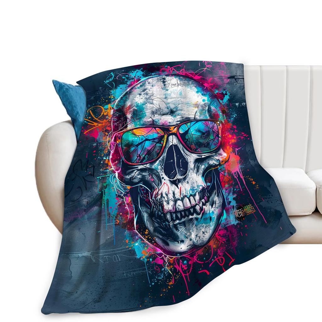 Halloween Fun Skull Dance Plush Blanket All Seasons Suitable for Sofa Bed Office Nap Blanket Cover Blanket
