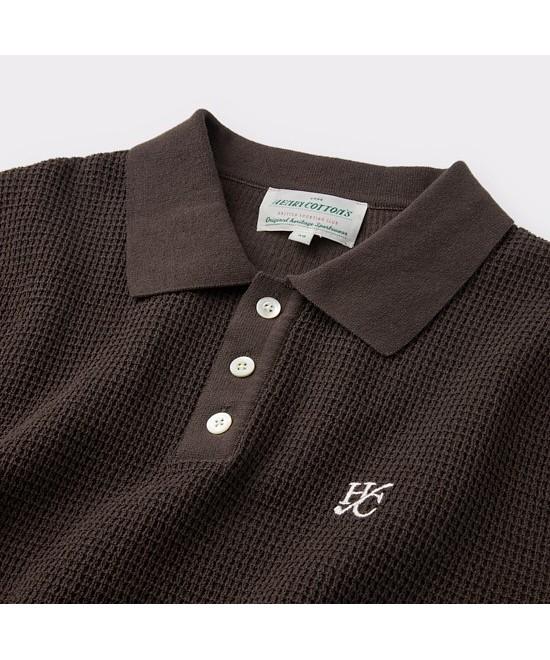 Henlikoteun [British Sporting Club] Waffle Short-Sleeves Polo Knit Abwam26701Brx