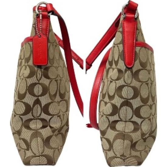 COACH Shoulder bag F36378 brown and red canvas, women Pre-owned