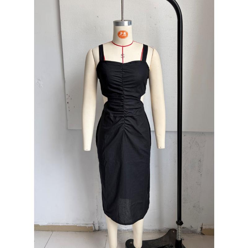 Elegant Square Neck Sleeveless Slit Dress For Vacation