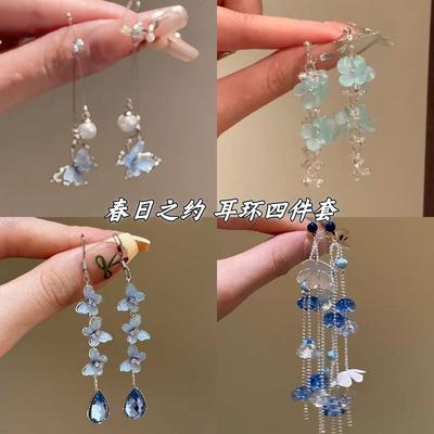 Orecchini pendenti a forma di farfalla goccia d'acqua in resina diamantata, orecchini con gancio per orecchie versatili, temperamento alla moda, dolci, di nicchia, personalizzati