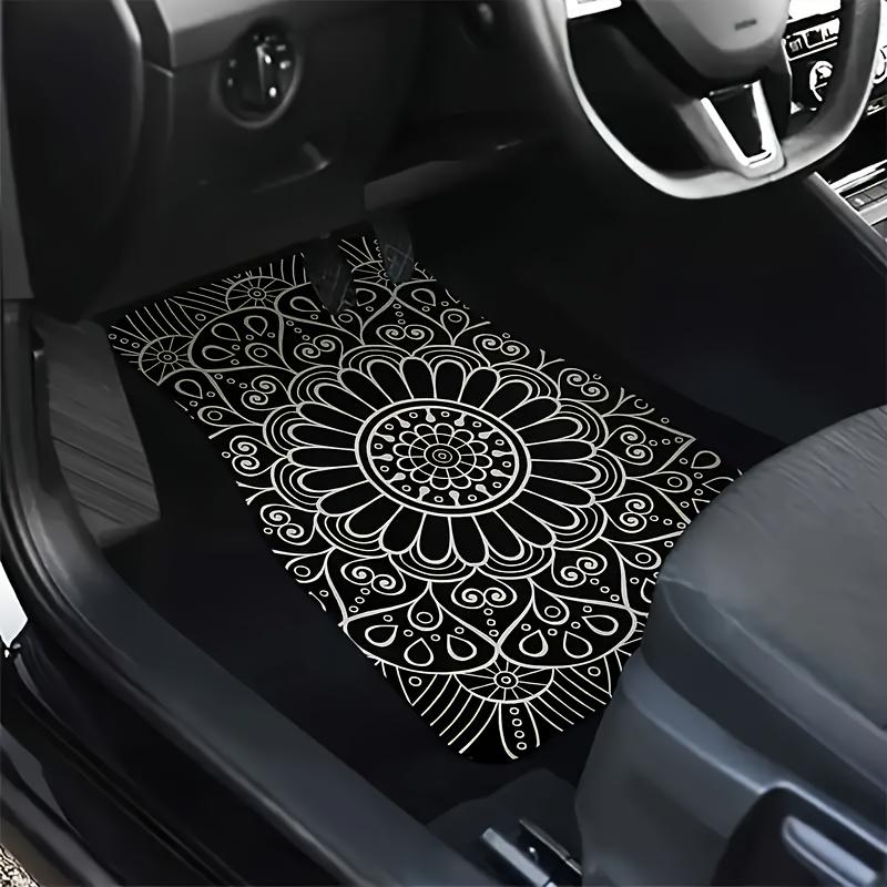 Set di 4 Tappetini per Auto con Stampa Mandala - Tappetini per Tutte le Stagioni Anteriori e Posteriori con Design Intricato per Migliorare l'Arredamento Interno del Veicolo