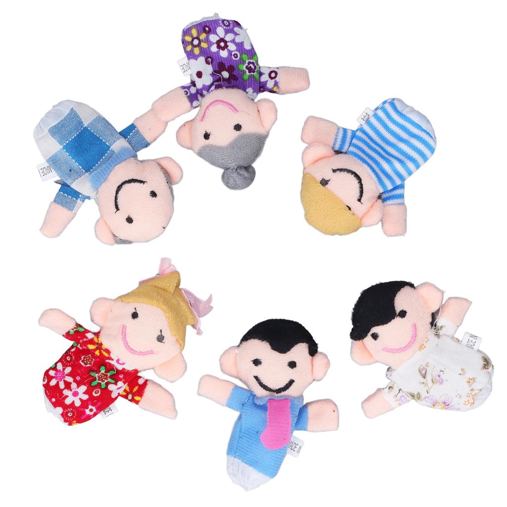 6pcs Finger Puppet Set Cute Family Plush Finger Puppet Doll Storytelling Props for Teacher Parents