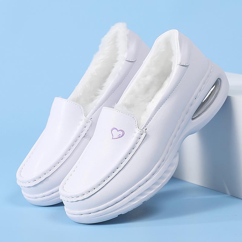 Nurse shoes for women in autumn and winter  anti slip soft sole  thick sole with plush and thick cotton shoes