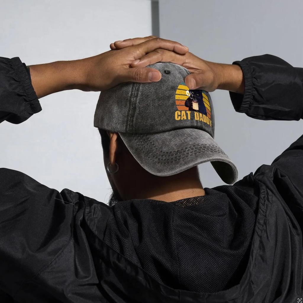 Cat Daddy Funny Baseball Cap Funny Hats Men Dad Hat,Cat Hat Cat Lover Hat Gifts Adjustable Cotton Baseball Cap for Men Black