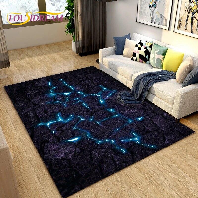 3D Color Cobblestone Stone Area Rug,Carpet Rug for Living Room BedRoom Decoration,Kitchen Doormat Bathroom Anti-slip Floor Mat