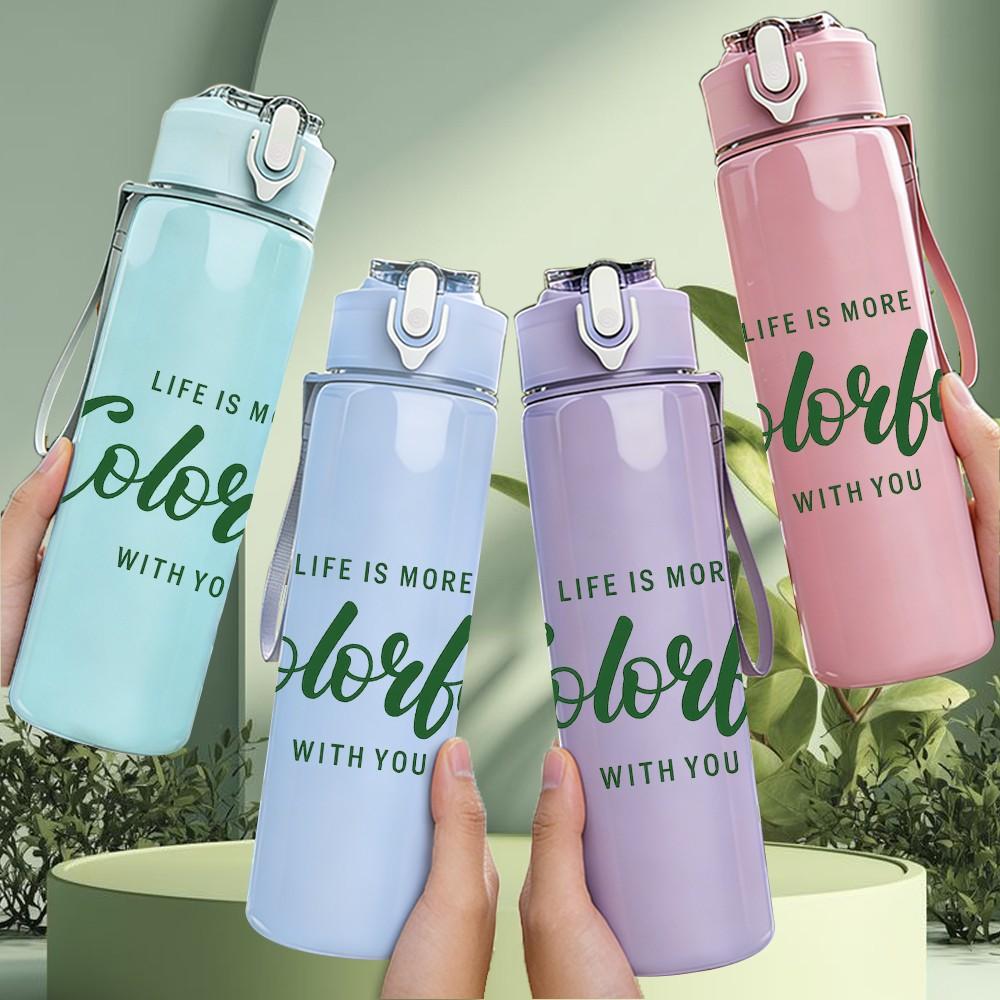 1PC Life Is Weird Colorful Text Art Print 750ml Color Plastic Sports Water Bottle Leakproof Flip Straw Lid Suitable for Sports Office Home Use