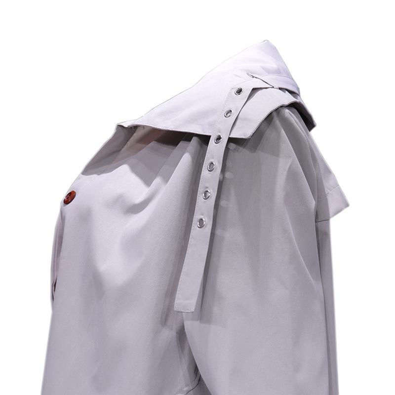 Women's FD678 Medium-Length Windbreaker Coat - Large Lapel, Unique Style for Autumn/Winter 2025