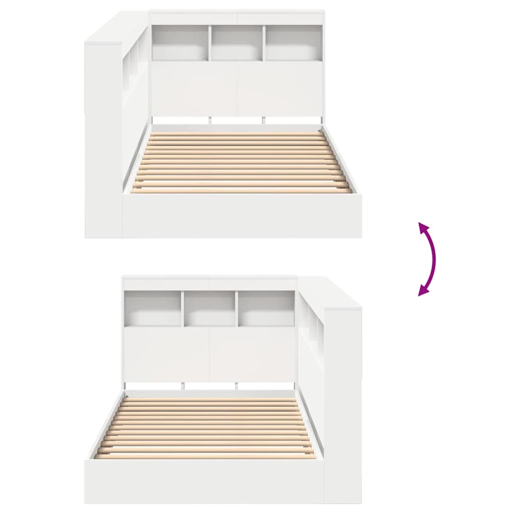 Letto con Libreria e Testiera Bianco 90 x 190 cm Truciolato