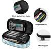 Pencil Bag Multi Compartment 300D Polyester Zipper Closure with Mesh Pocket Removable Divider and Pen Slots for Boys Girls
