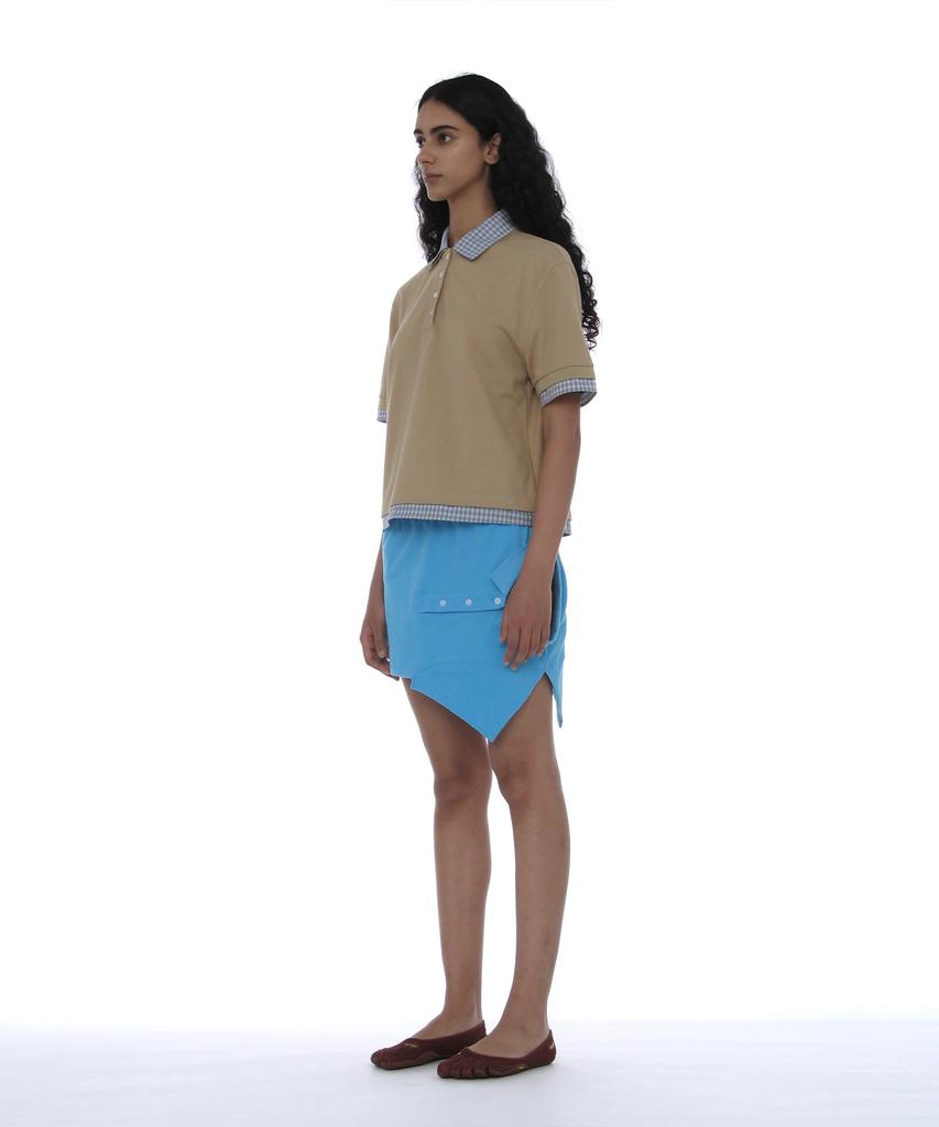PARTIMENTO WOMEN Double Layered Polo Tee_Beige