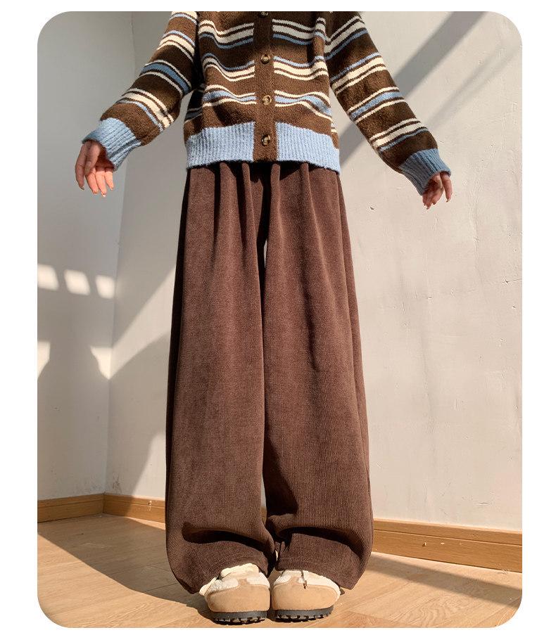Coffee-Colored Chenille Wide-Leg High-Waisted Pants for Women - Autumn/Winter 2026 Plus Velvet Petite Loose Casual Sweatpants