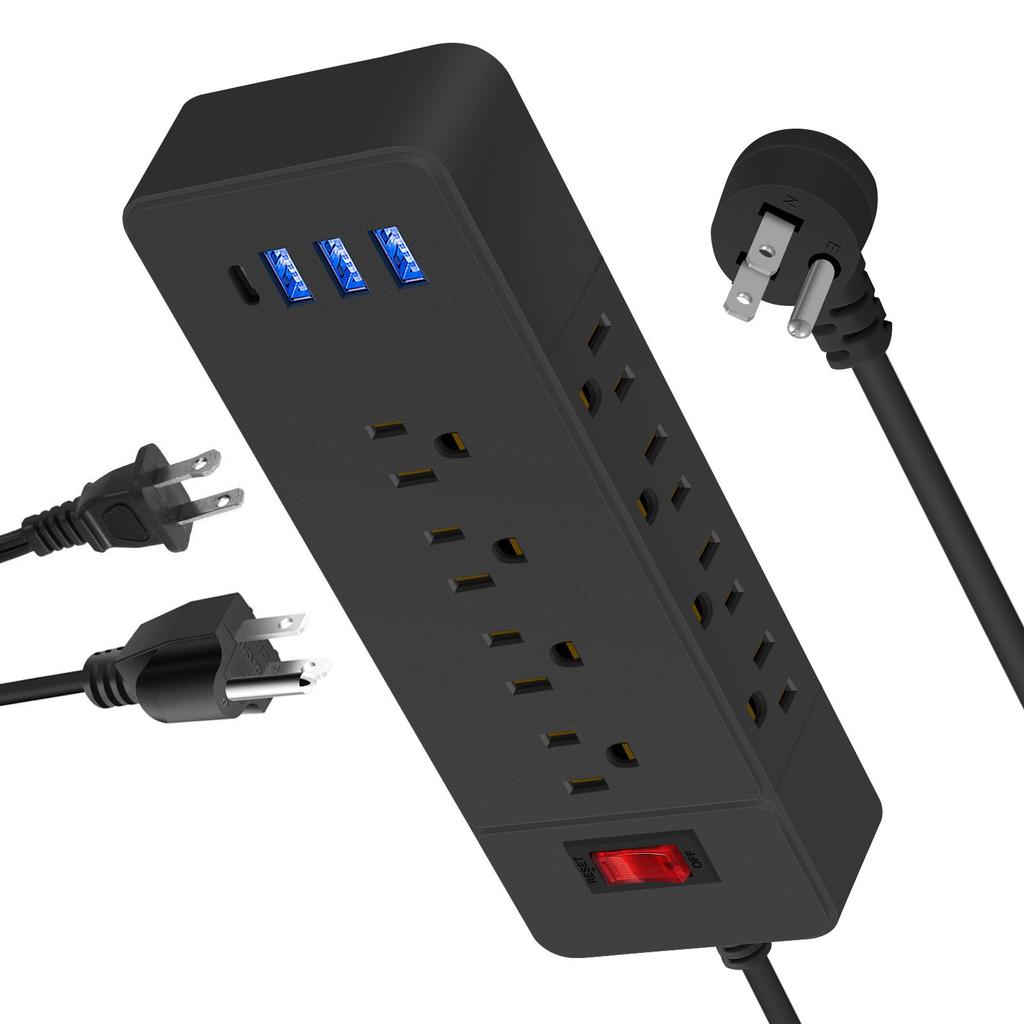 3 Side Designs Wall Mountable Power Strips Surge Protectors 12Outlets USB Port Low Profile Plugs Perfect for Home Office