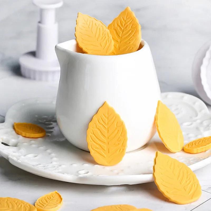 3pcs/set Rose Leaf Cookies Mold DIY Cake Cookie Molds Stamp Leaves Shape Plastic Bakeware Cutter DIY Kitchen Fondant Tools