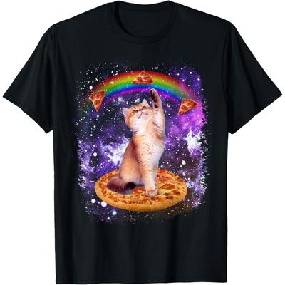 Space Cat Pizza Rainbow Cat Galaxy Cute Kitty In Space T-Shirt
