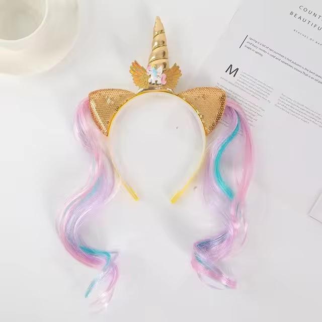 Unicorn Birthday Girl Headband Baby Shower Party Cute Kids Hair Hoop Hairbands Αξεσουάρ Unicorn Birthday Party Decor Headwear