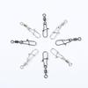 50Pcs Heavy-Duty Ball Bearing Fishing Swivels Snaps With 8-Shaped Swivel Rings Carbon Steel For Saltwater Lure Conne