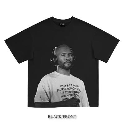 Frank Ocean Rapper Hip Hop Black and White Portrait American High Street Blockbuster T-shirt Pure Cotton High Quality Luxury