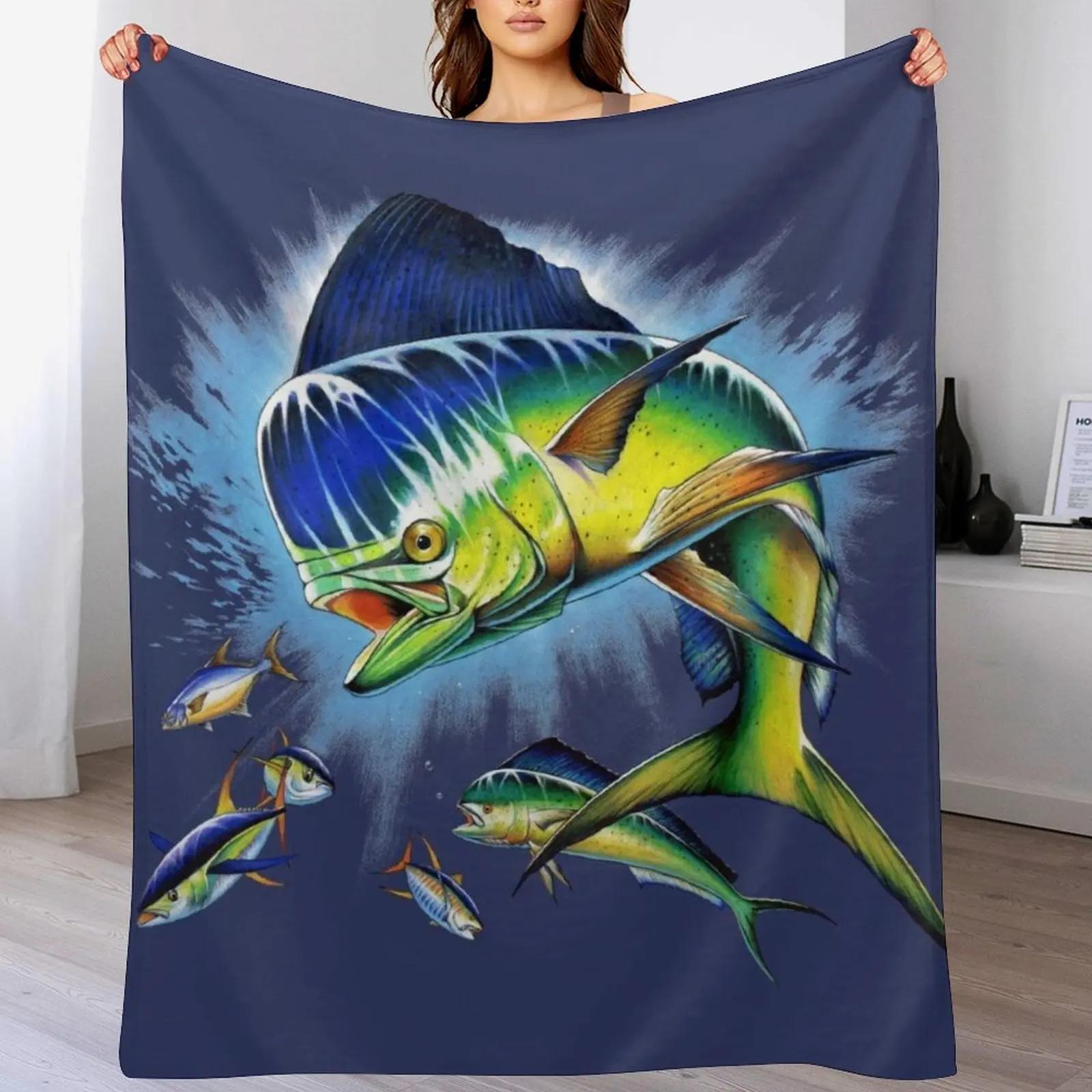 

Bull Dolphin Throw Blanket Warm Plush Fuzzy Blanket for Living Room 102x76cm(40x30in)