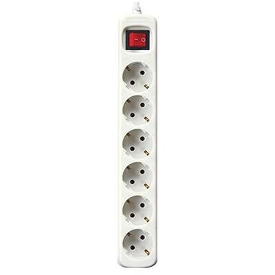 Power Strip - SILVER ELECTRONICS - 6 Sockets with Switch - White