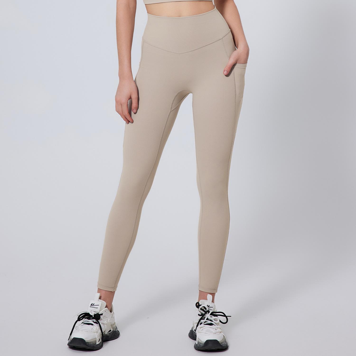 

Леггинсы для йоги Oasis больших размеров с высокой талией и карманами - телесные, дышащие, высокоэластичные фитнес-тайтсы для женщин L (EU)